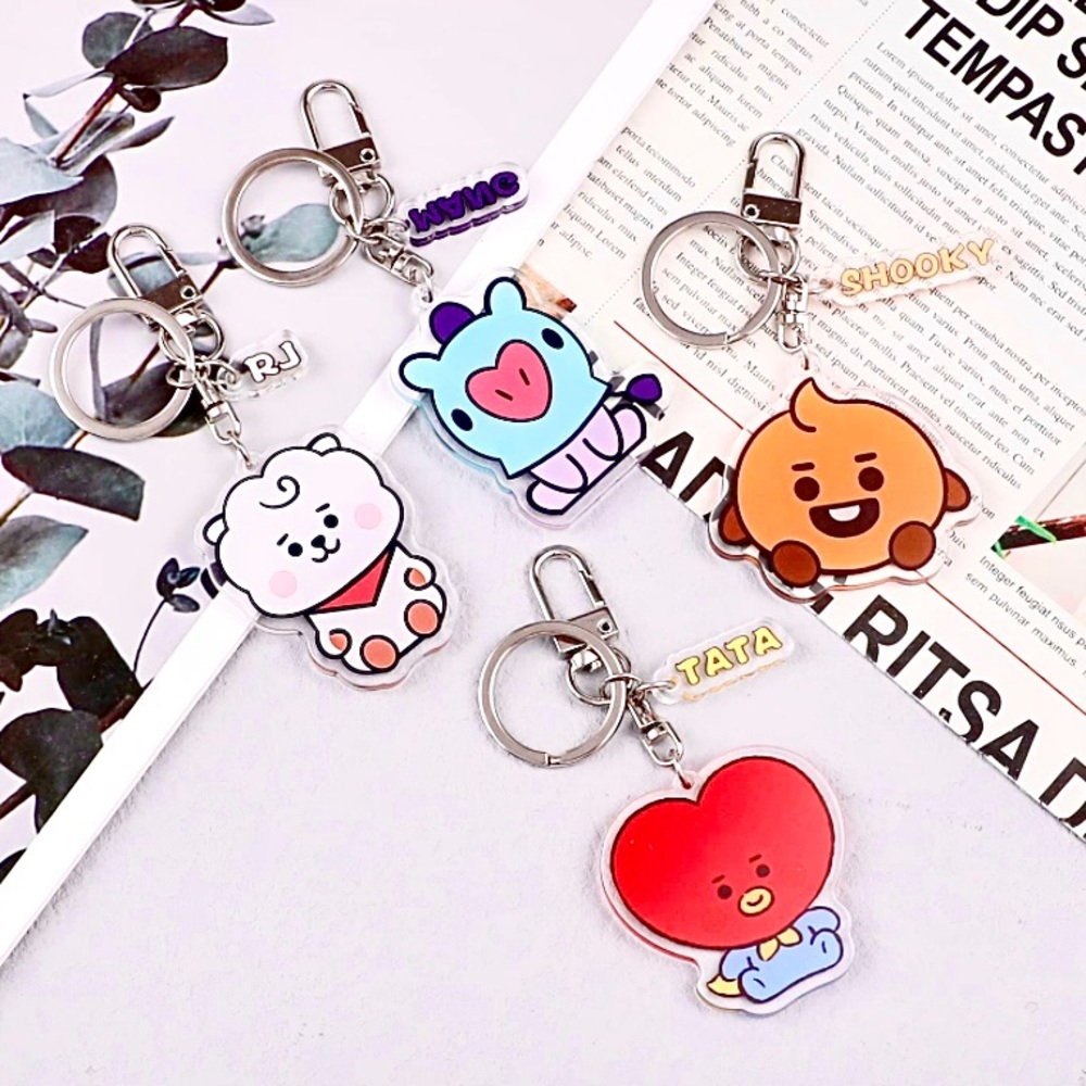 BT21 BTS Acrylic Keychain Bag Charm Kpop - Picture 3 of 4